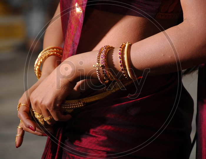 A Beautiful Young traditional Woman Wearing An elegant Jewellery, Closeup