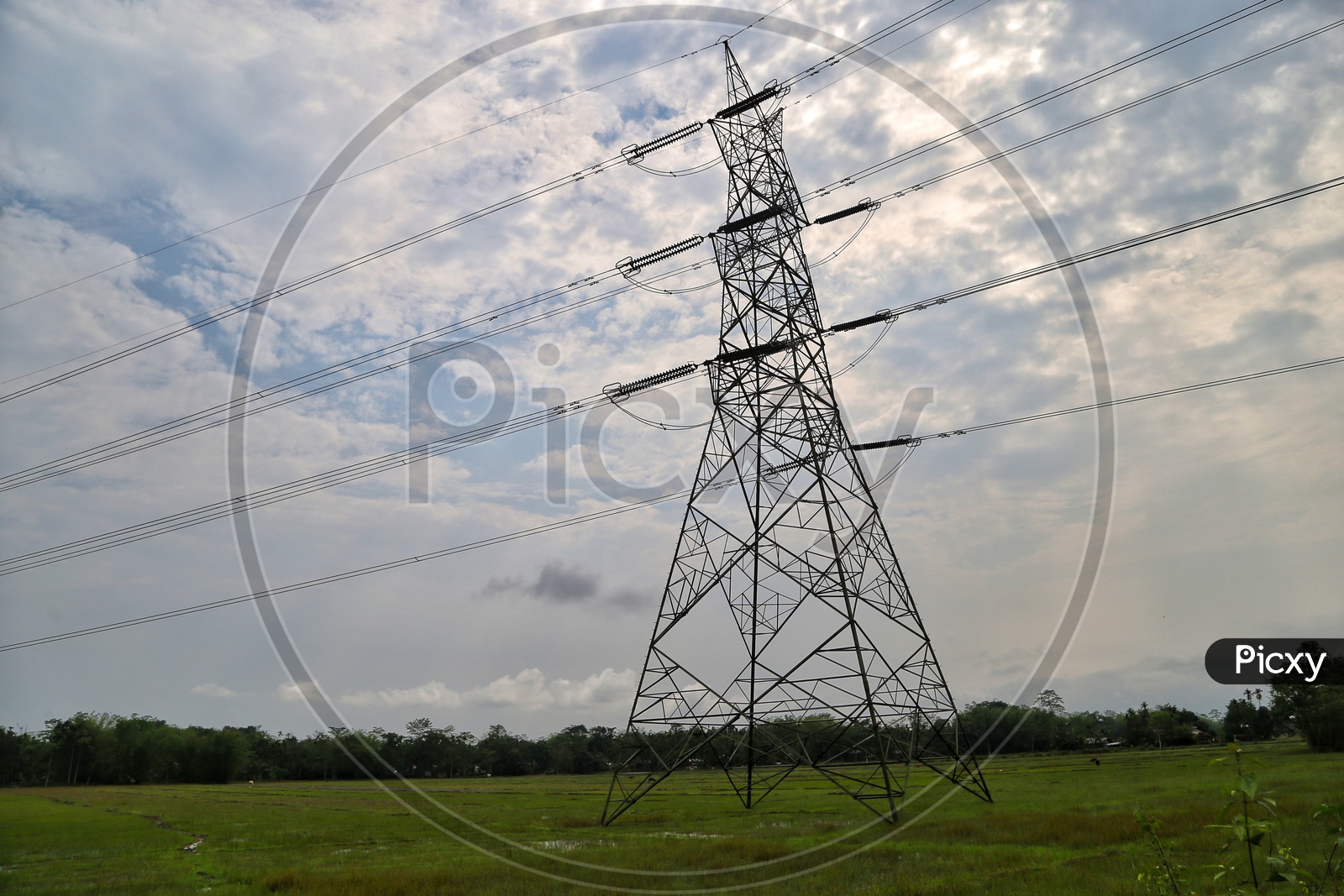 Electric High Tension Poles  in Barren Lands In Indian