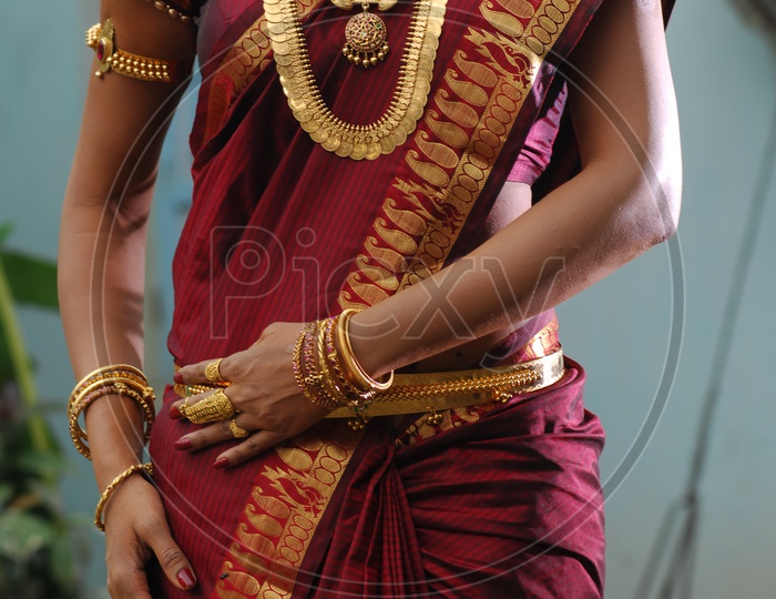 A Young Traditional Indian Woman Or Bride Wearing an Elegant Jewellery
