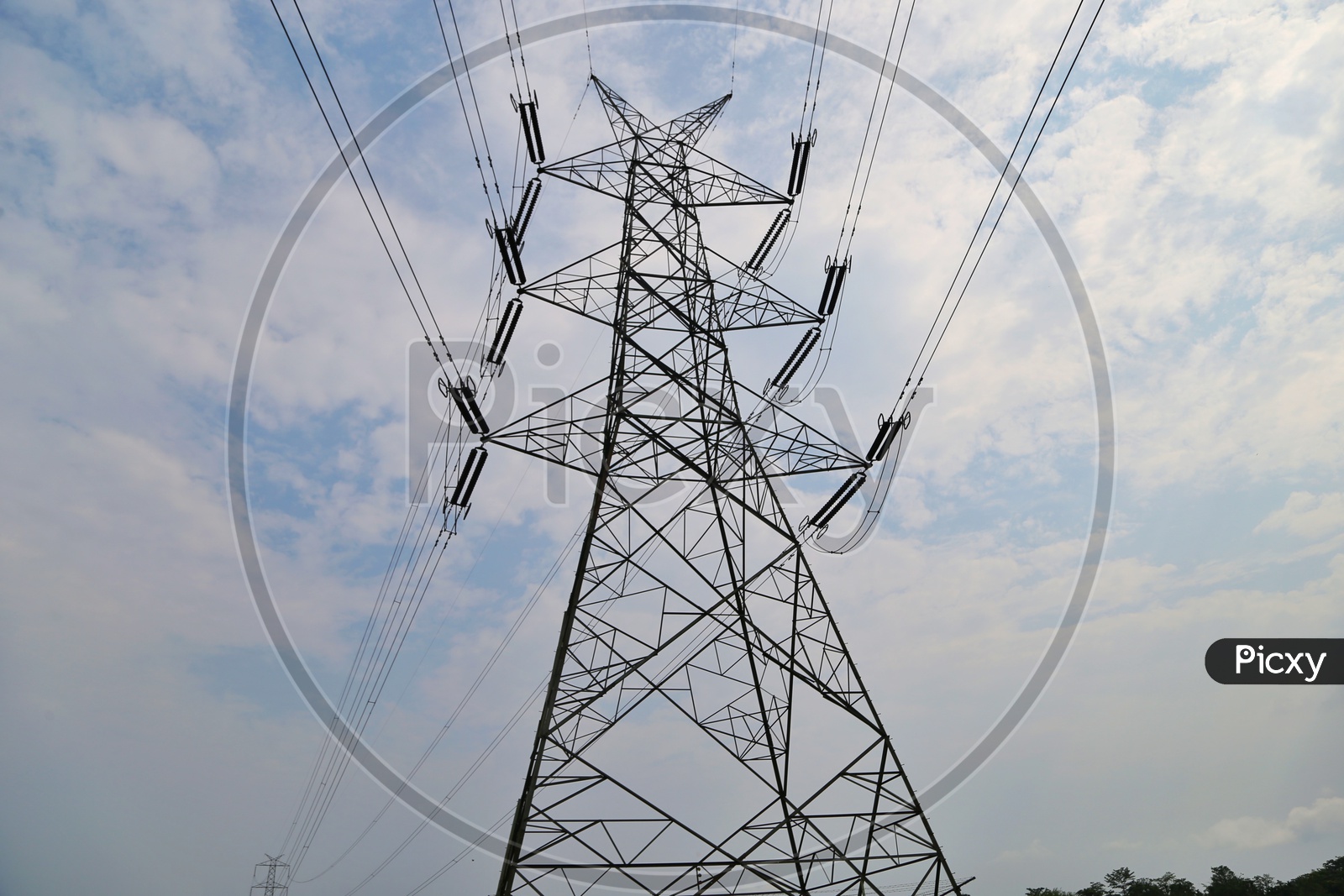 Electric High Tension Poles With  Electric Wires
