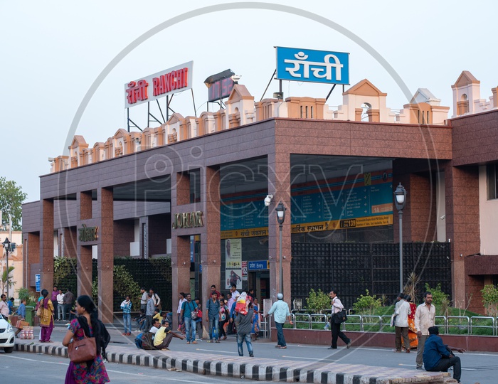 Passengers At The Ranchi Railway station  Entrance