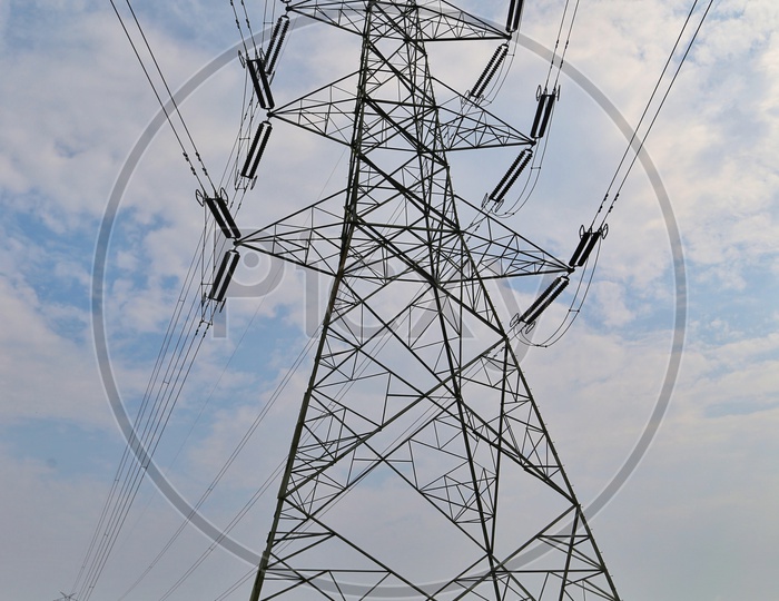 Electric High Tension Poles  in Barren Lands In Rural Indian  Villages
