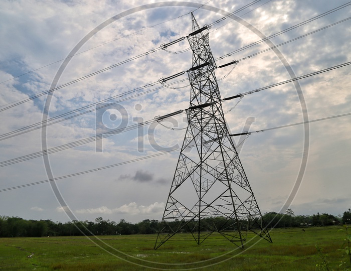 Electric High Tension Poles  in Barren Lands In Indian