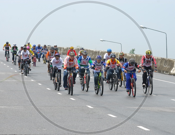 Young Athletes Participating in a Bicycle Race Or Cycle Race