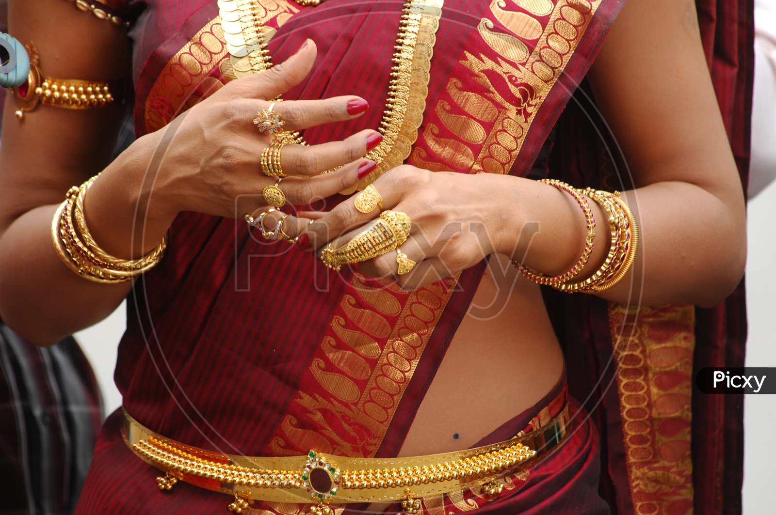 A Young Traditional Indian Woman Or Bride Wearing an Elegant Jewellery