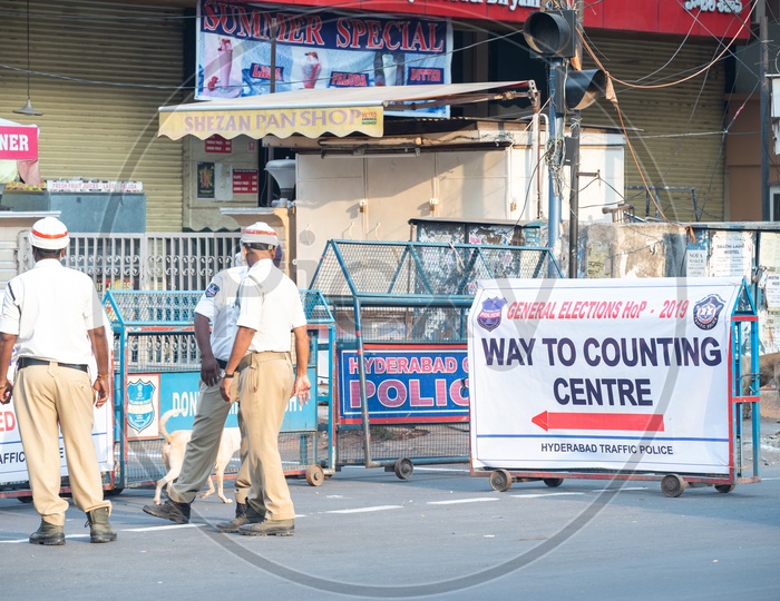 Banners At Election Commission  Counting Centers by Hyderabad Traffic  Police