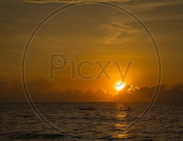 Sunrise in Pondicherry Rock beach