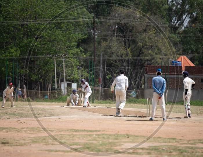 Cricket Players Playing Cricket Match in a JSCA  Stadium , Ranchi