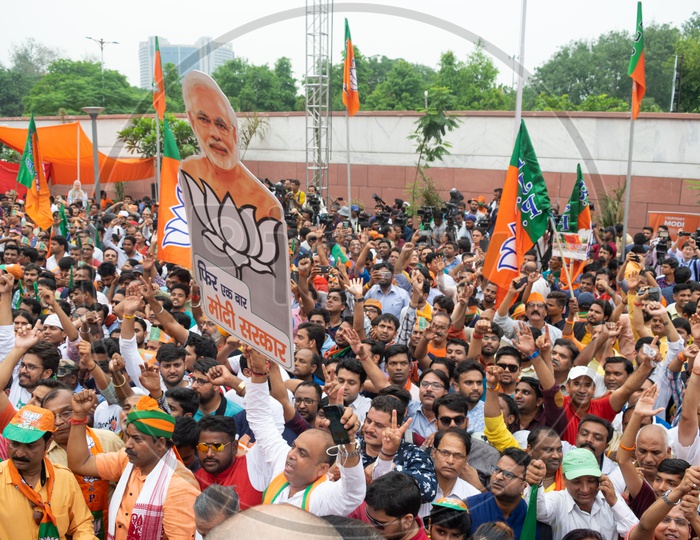 Supporters of Bhartiya Janta Party (BJP)  celebrating BJP victory in Lok Sabha election