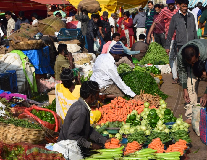 Vegetable Vendor Stalls in KR Market , Bengaluru