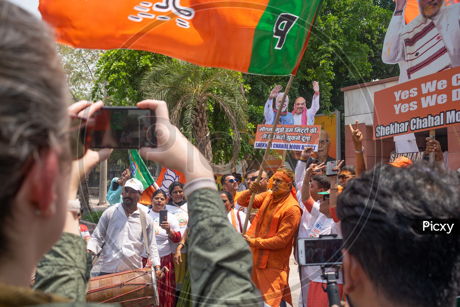 Supporters celebrating for Bhartiya Janta Party(BJP)
