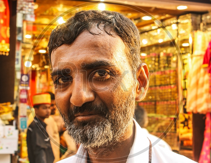 A man selling products during Ramadan in charminar..
