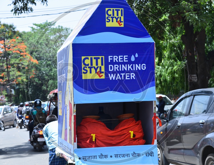 Mobile Free Drinking Water Vehicles Carrying Water Pots In Ranchi City