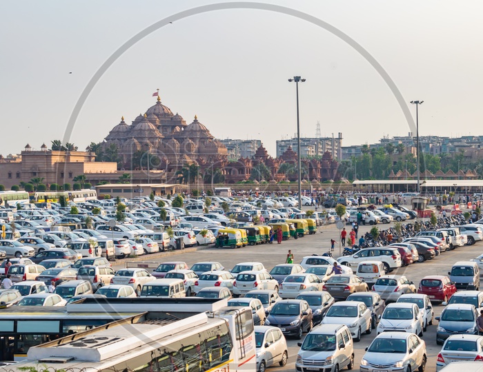 Parking near Akshardham Temple, Delhi