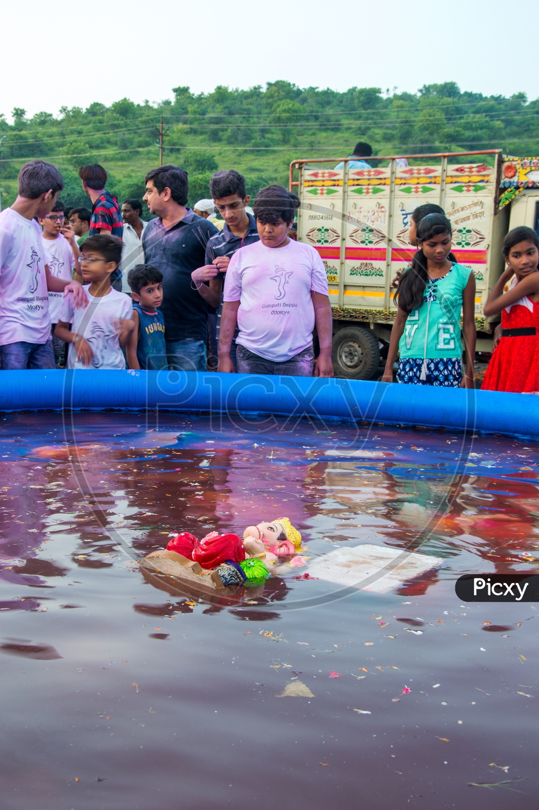 A Big Tub Arranged Fro The Immersion Of Small Ganesh Idols During Ganesh Visarjan Or Vinayaka Nimarjanam  During Ganesh Festival In India