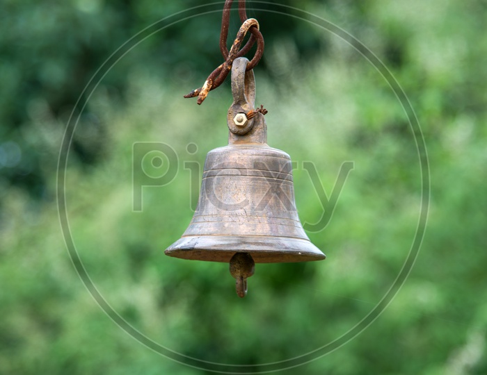 Brass Bells Hanging in an Indian temple