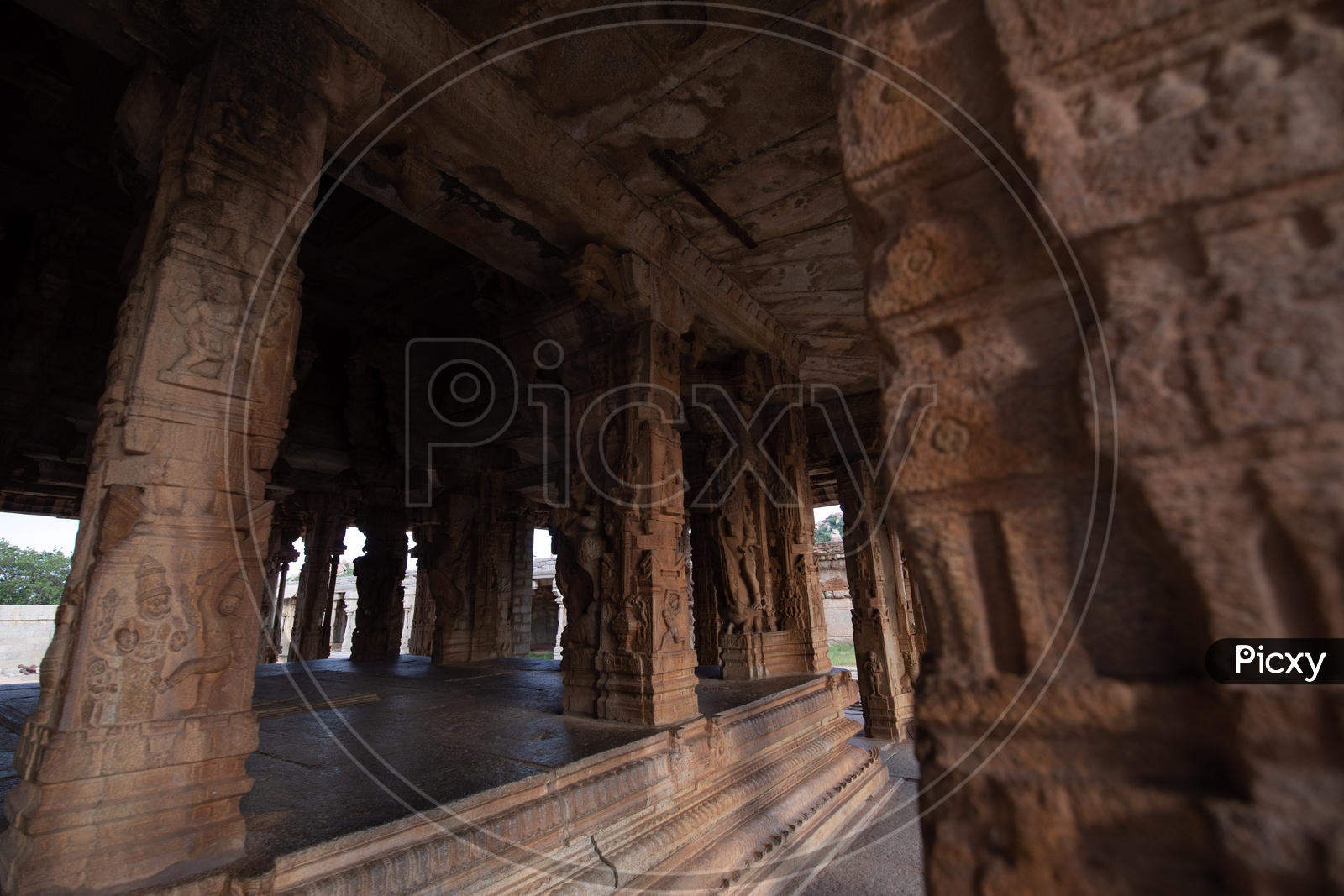 Architectural View Of  Vijaya Vittala temple  With Pillars And  Mandapas