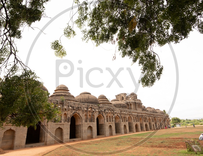Ancient Ruins of Elephant Stables in  Hampi