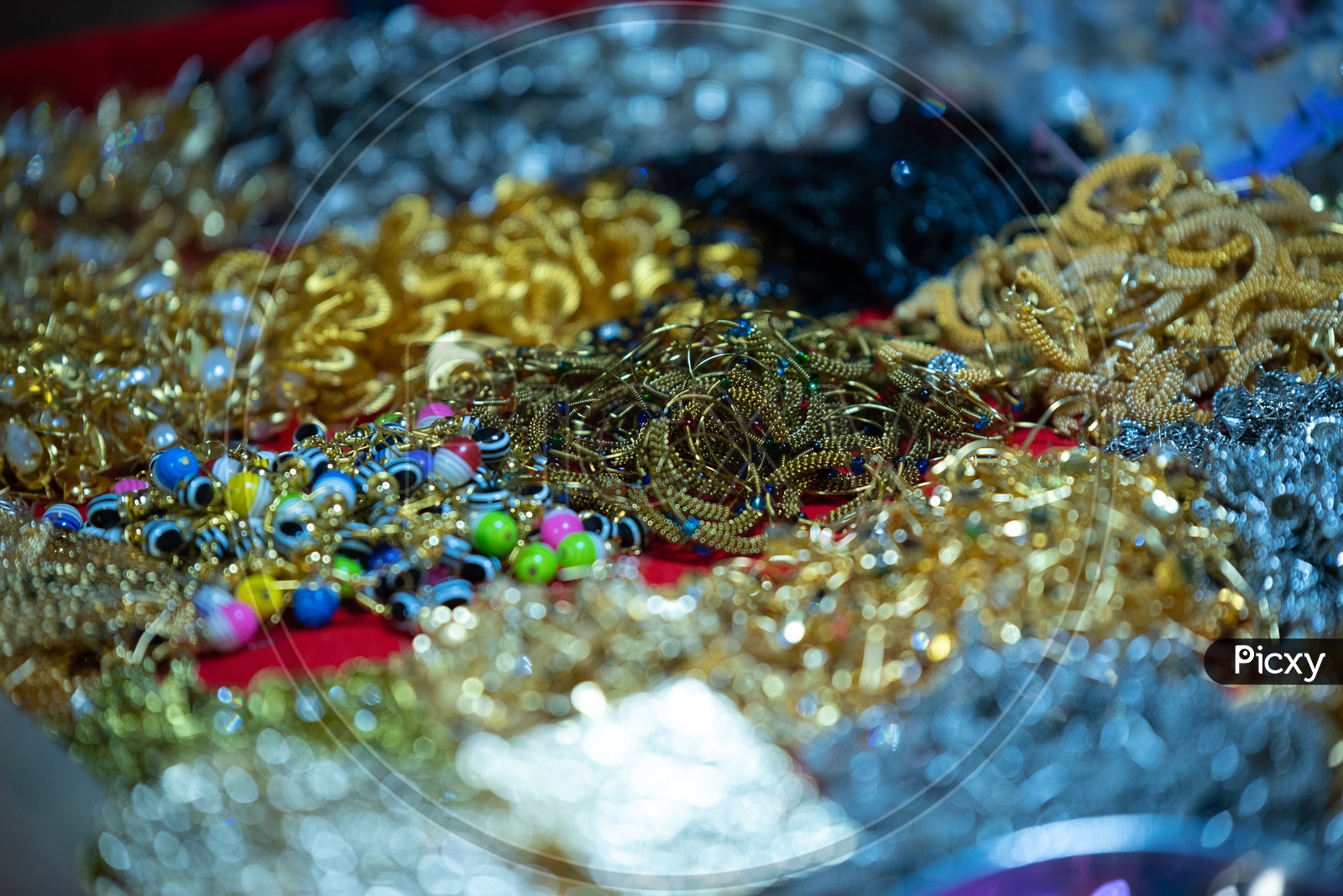 Ear tops Or  Imitation Jewellery Or Fancy Jewellery  Vendor Stalls  Around Charminar Streets  During Ramadan Or Ramzan Season