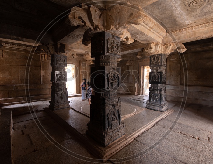 Architectural Views Of  Hampi Temple With  Pillars in a Temple
