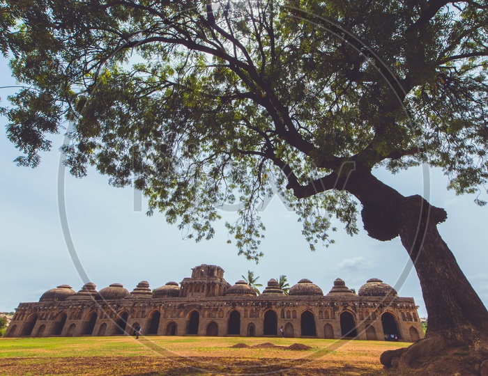 Ancient Ruins of Elephant Stables in  Hampi