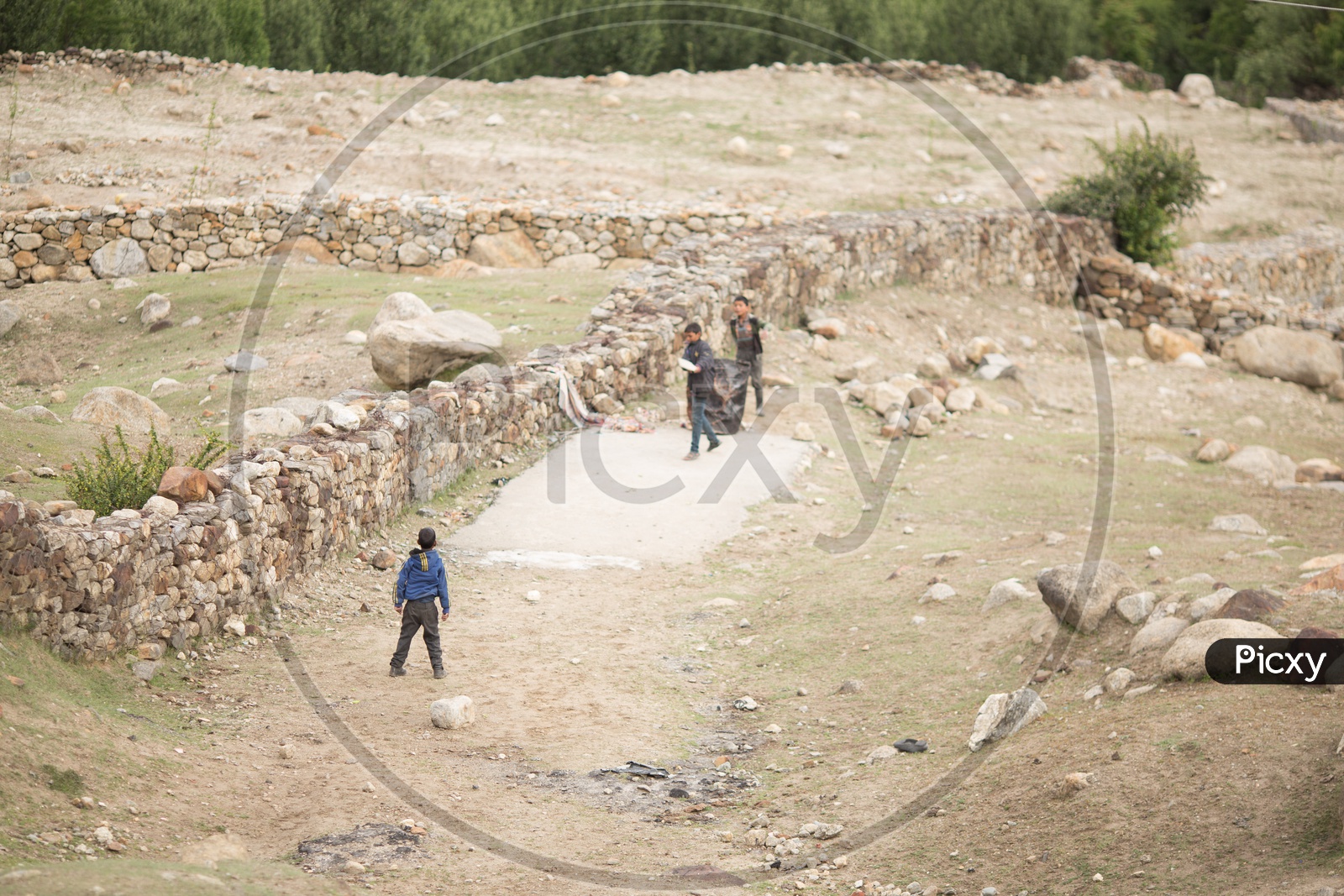 Children Playing Cricket in the Valley Villages Of Spiti