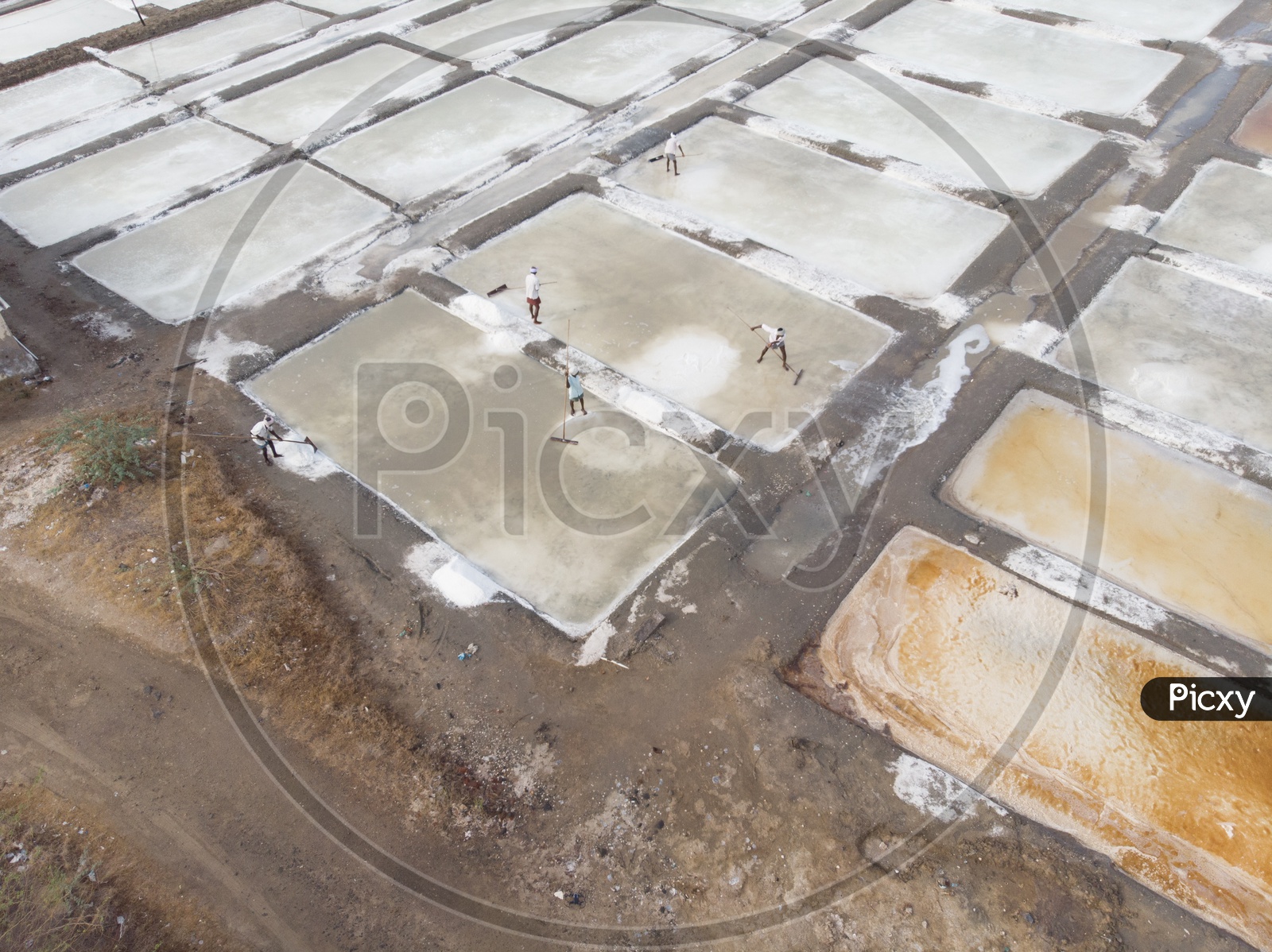 Aerial View Of Salt Making or Harvesting Beds or Pans