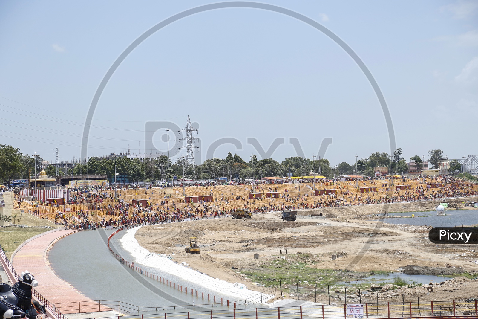 Pilgrims Taking Holy Bath in krishna river vijayawada