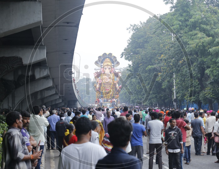The immersion of Ganesh idol  was underway in Hyderabad