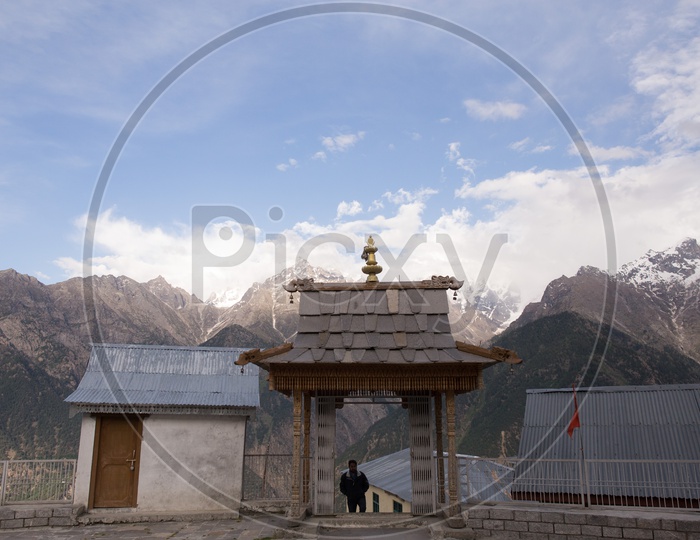 View Of Snow Capped Mountains From Buddhist Temples