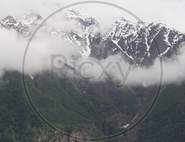 Valley Views With Snow Capped Mountains And green Terrain Hills