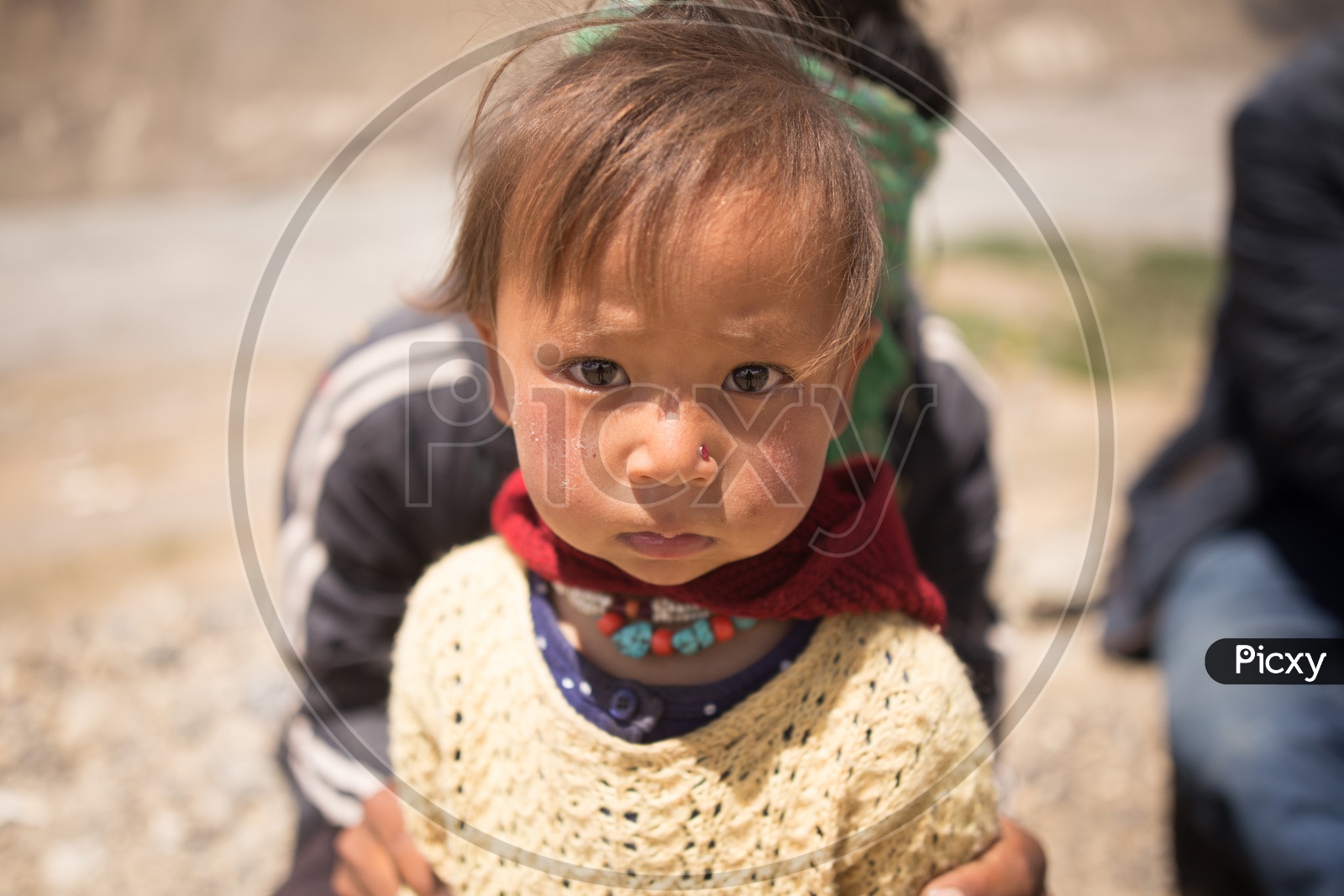 Portrait Of a Small Girl Child On Spiti Valley