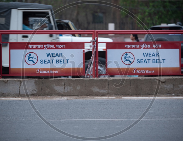 Wear Seat Belts  Caution Barricades By The Patna City Traffic Police
