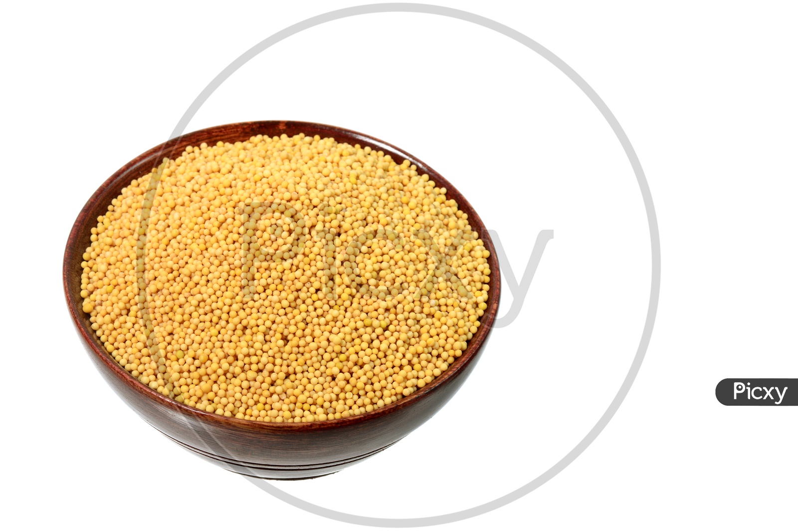 Image Of Yellow Mustard Seeds In A Bowl Isolated On White Background 