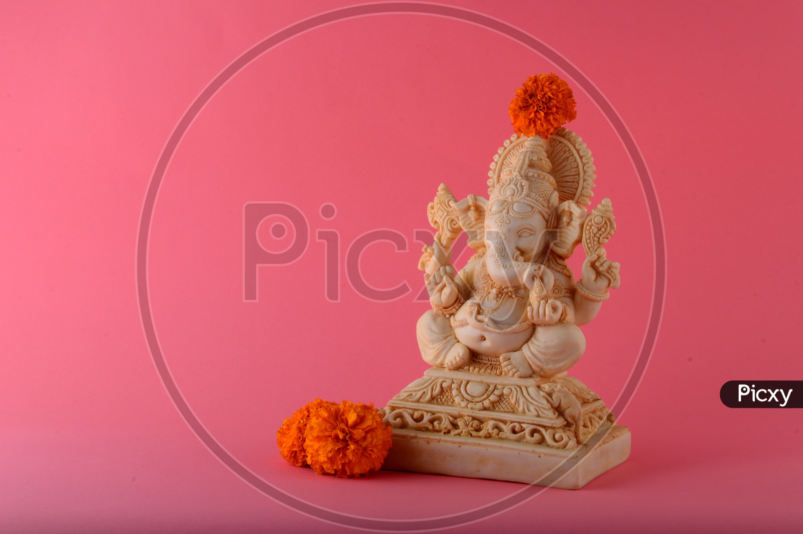 Indian Hindu God , Lord Ganesh Idol On an Isolated Background For Ganesh Festival Wishes or Greetings Template