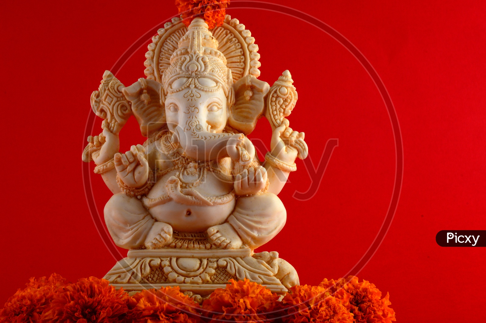 Indian Hindu God , Lord Ganesh Idol On an Isolated Background For Ganesh Festival Wishes or Greetings Template
