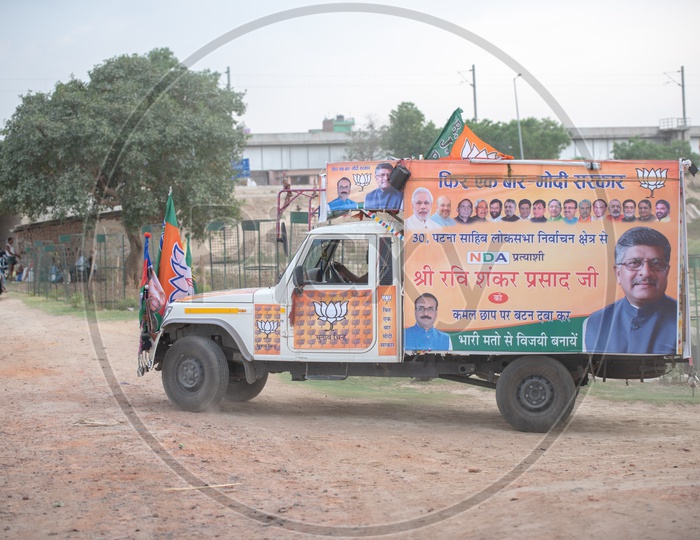 BJP Or NDA Party Election Campaign Vehicles  in Patna