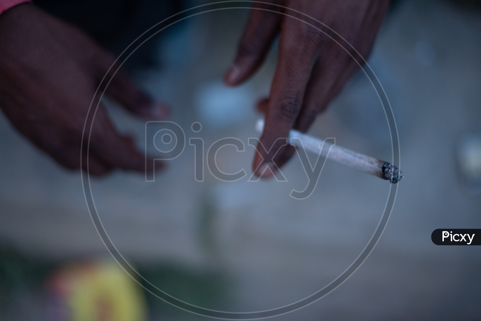 A Man Smoking Joint Or Ganja  Or Marijuna Or Weed  Cigar  Closeup