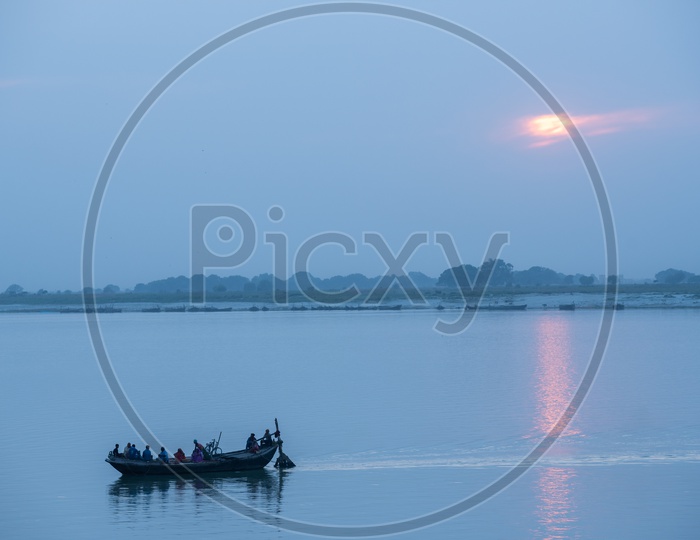 Local People Commuting In The Boats  on Ganga River