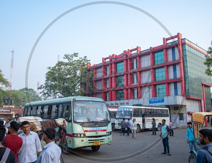 Government Bus Stand   or BSRTC  Bus Stand  With Buses in Patna