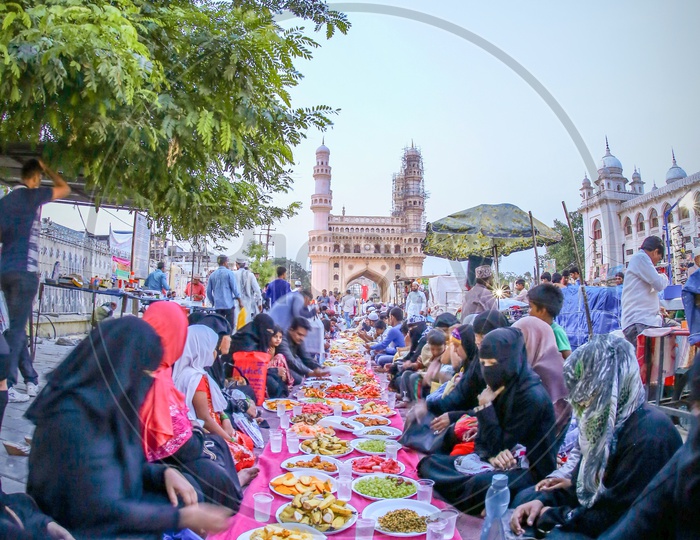Grand Iftar  or Iftar Around The Streets of Charminar  During Ramadan  Or Ramzan Season