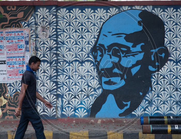 Mahatma Gandhi  Wall Art Or Street Art On the Streets of  Patna