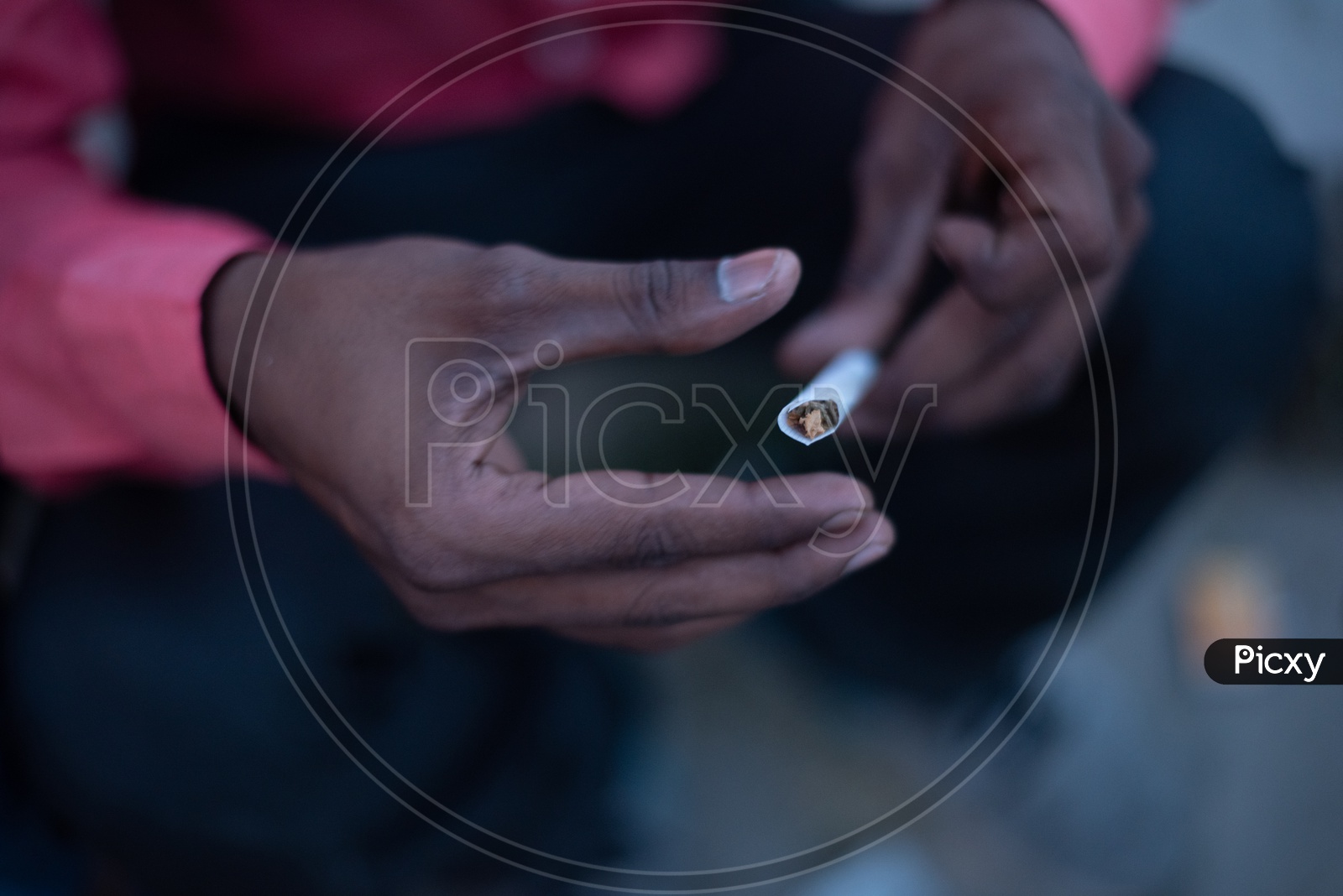 An  Indian Man Making A Cigar Or Joint  With Marijuna Or Weed Or Ganja  Closeup