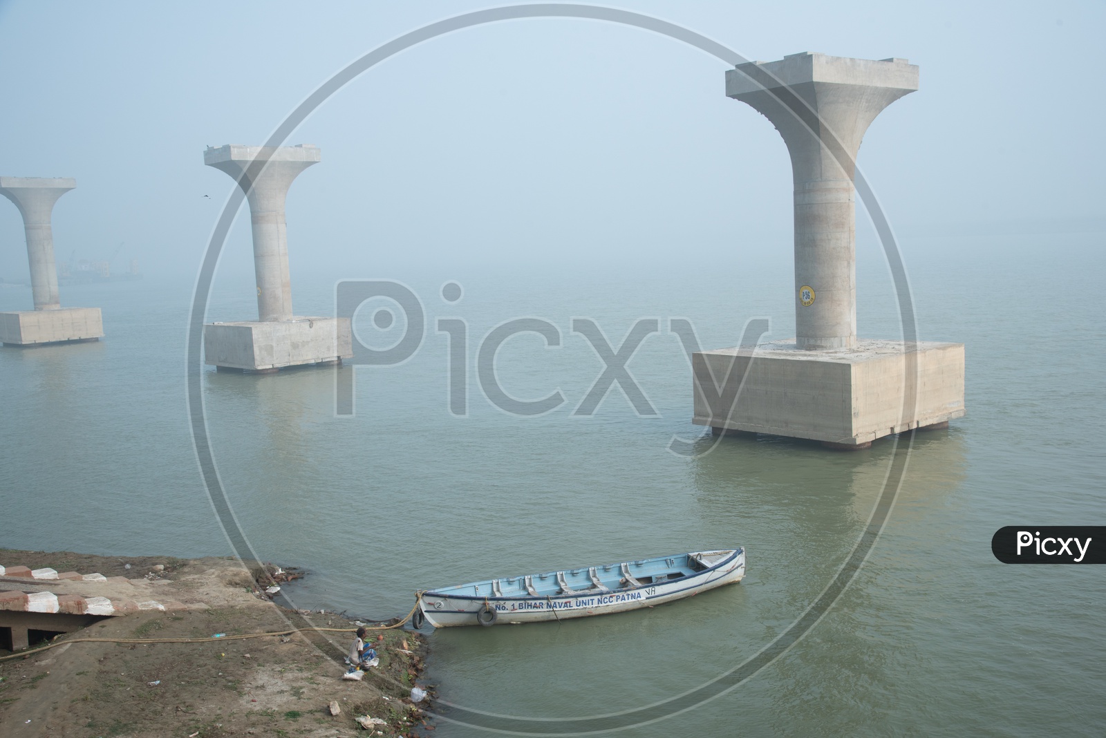 Pillars Of Under Construction  Marine Drive  over River Ganga  in Patna