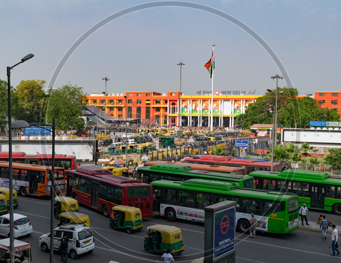 Transportation Buses Near New Delhi Railway Station