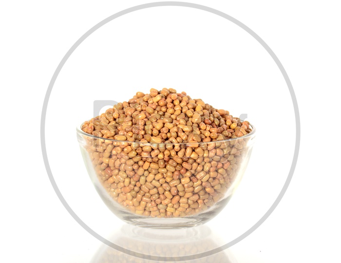Moth Bean or Dew Bean or Legume Or Turkish Gram Or Mat Bean Or Alasandhalu  In a Bowl on an Isolated White Background