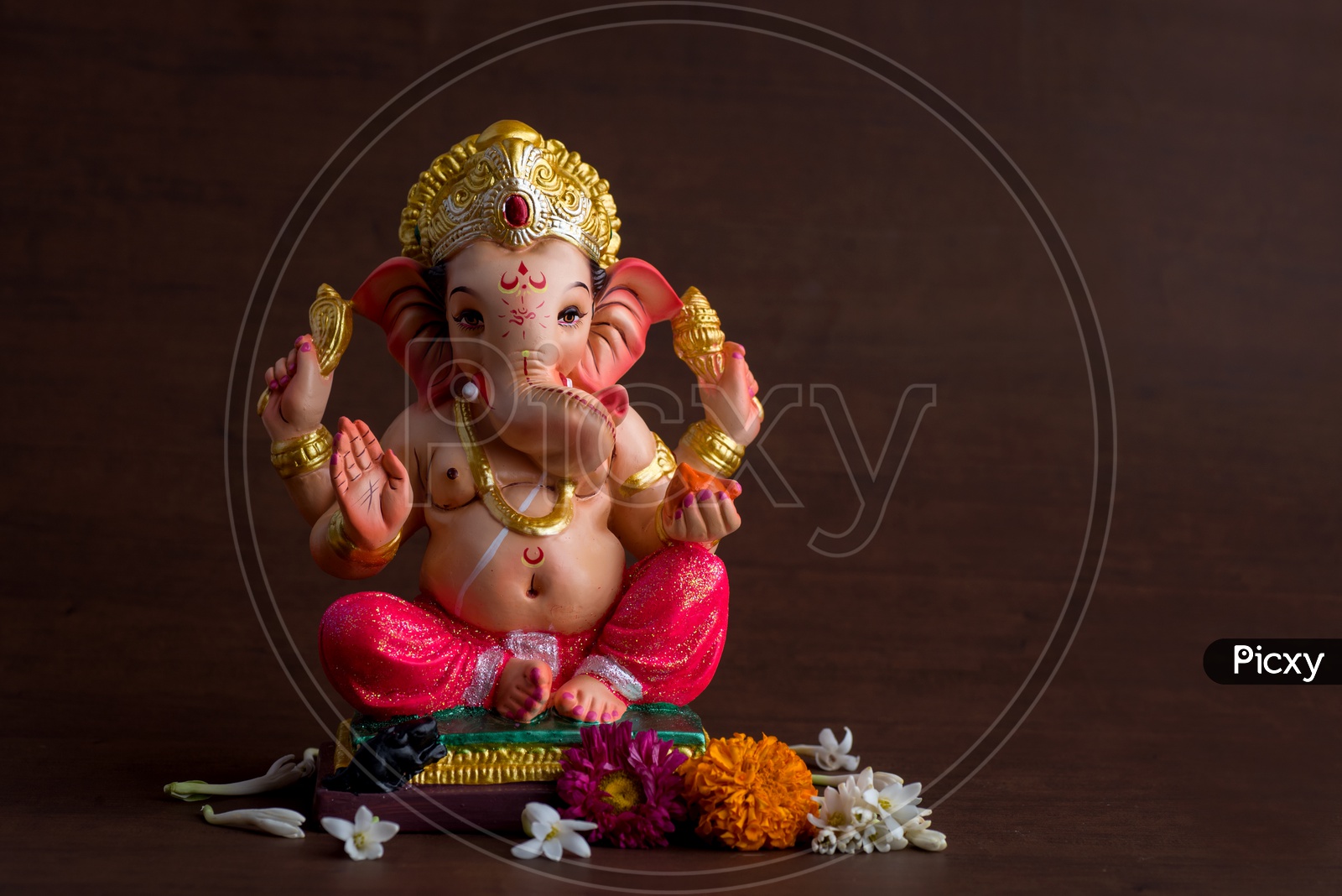 Indian Hindu God, Lord Ganesh Idol For  Pooja For Ganesh Chathurdhi  On an Isolated  Background