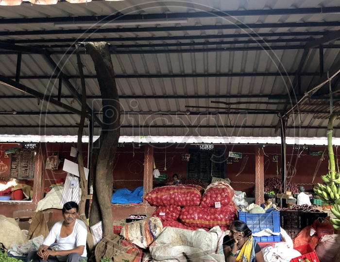 Vegetable vendors in a market