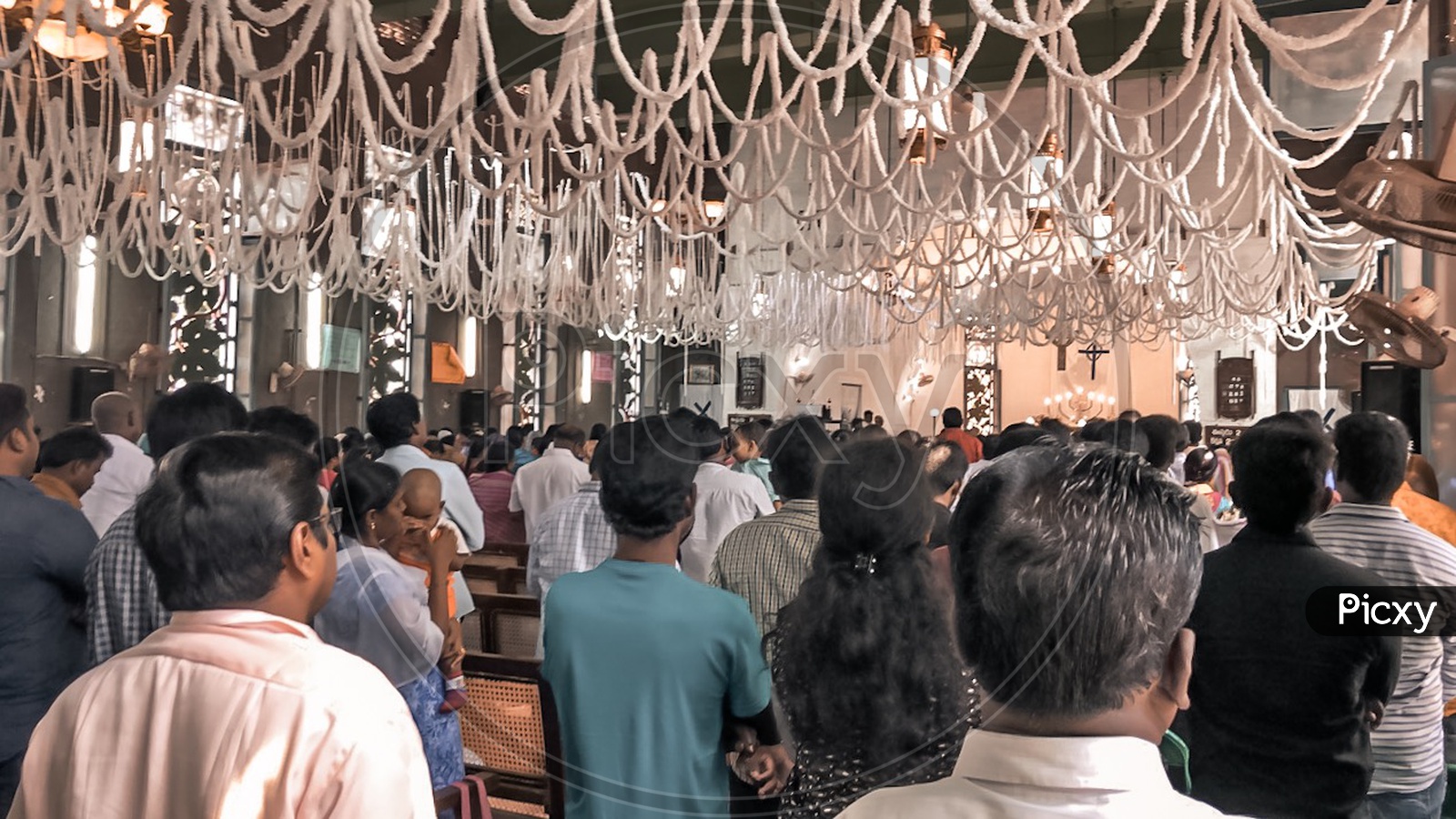 Devotees in the church during worship