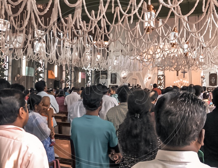Devotees in the church during worship